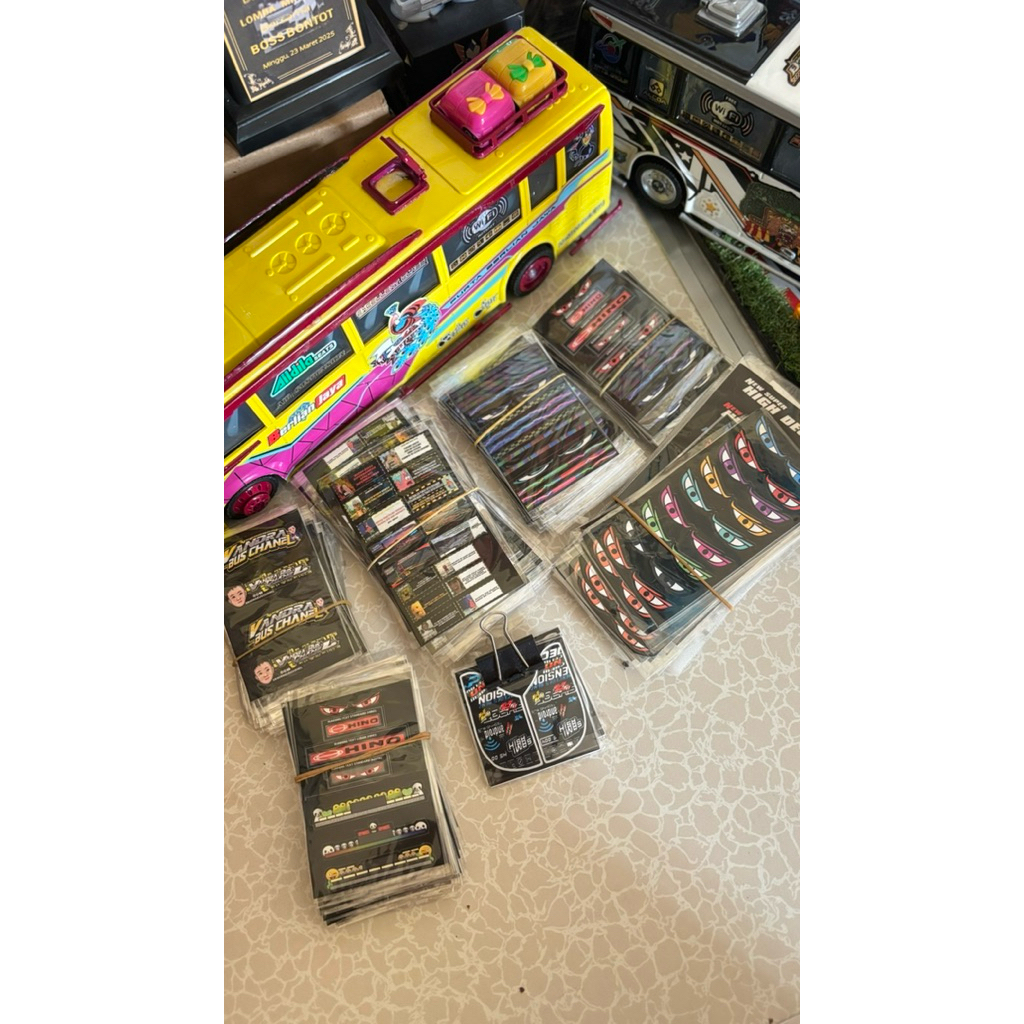 accessories miniatur bus || stiker lampu strobo