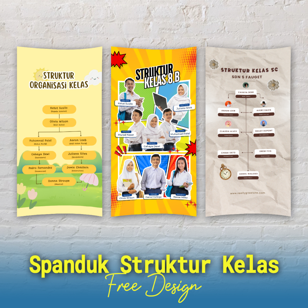Spanduk Struktur Organisasi Kelas, Spanduk Struktur Kelas, Spanduk Struktur Jabatan, Spanduk Struktu
