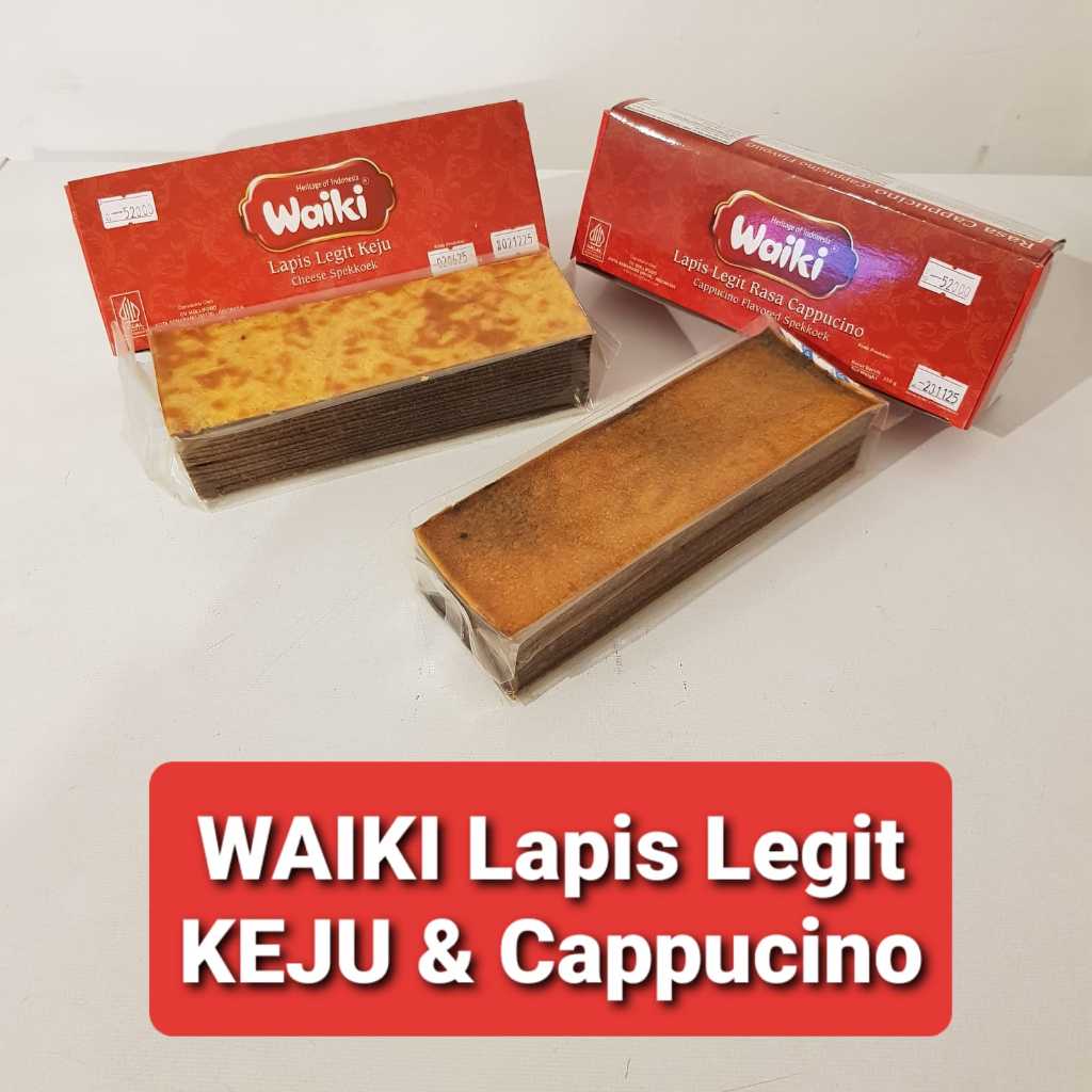 

WAIKI Lapis Legit KEJU 350 GR / Cheese spekkoek & CAPPUCINO 350 GR / Cappucino spekkoek