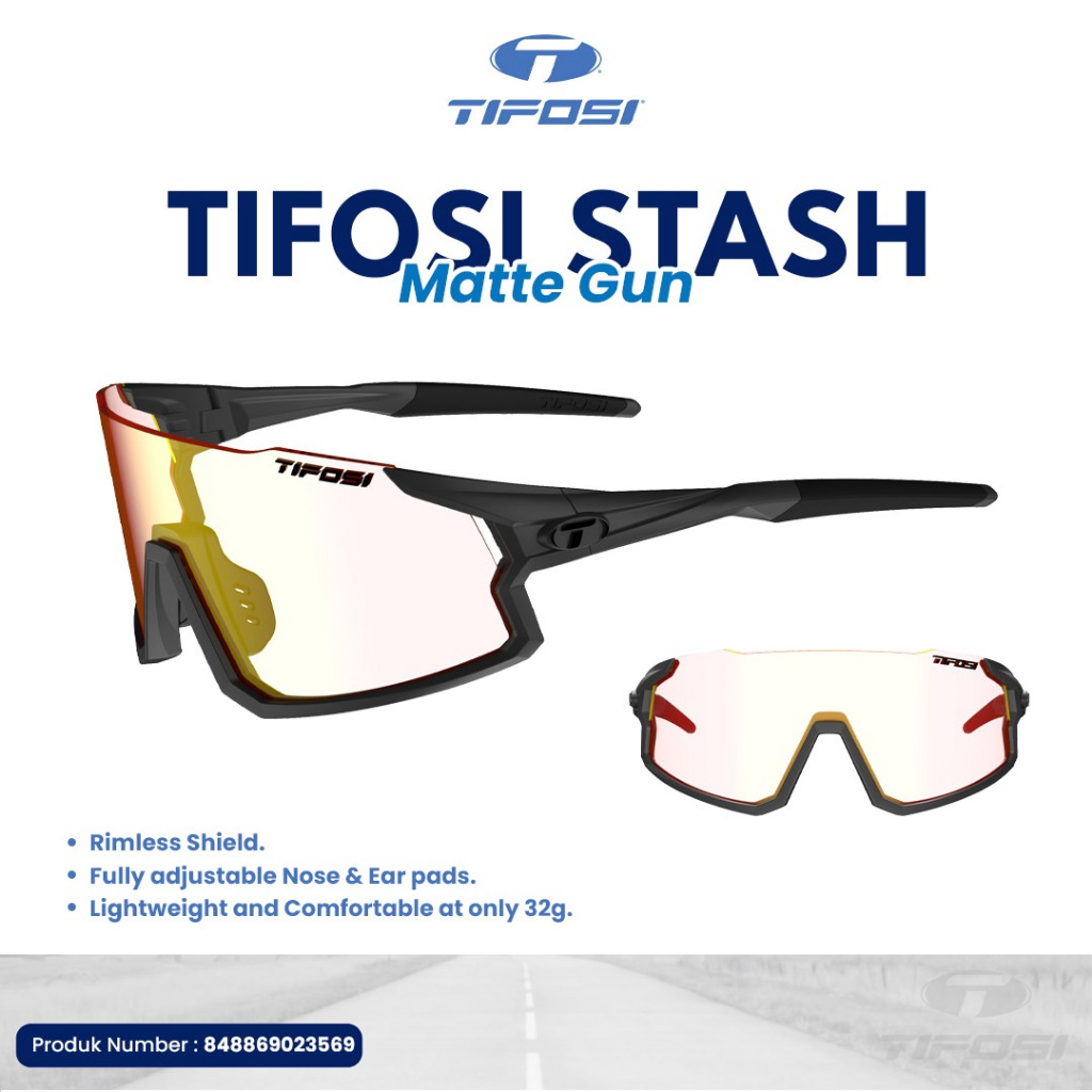 Kacamata Hitam - Kacamata Lari - Tifosi Stash Original Fototec Matte Gunmetal Red Kacamata Photochro