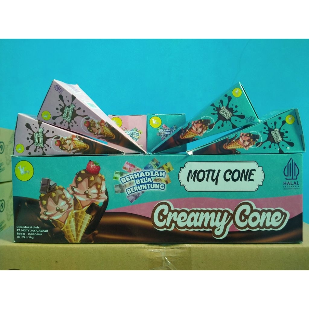 

snack cone wafer cone moty 2 pilihan rasa 1 pack isi 22 pcs exp 2026