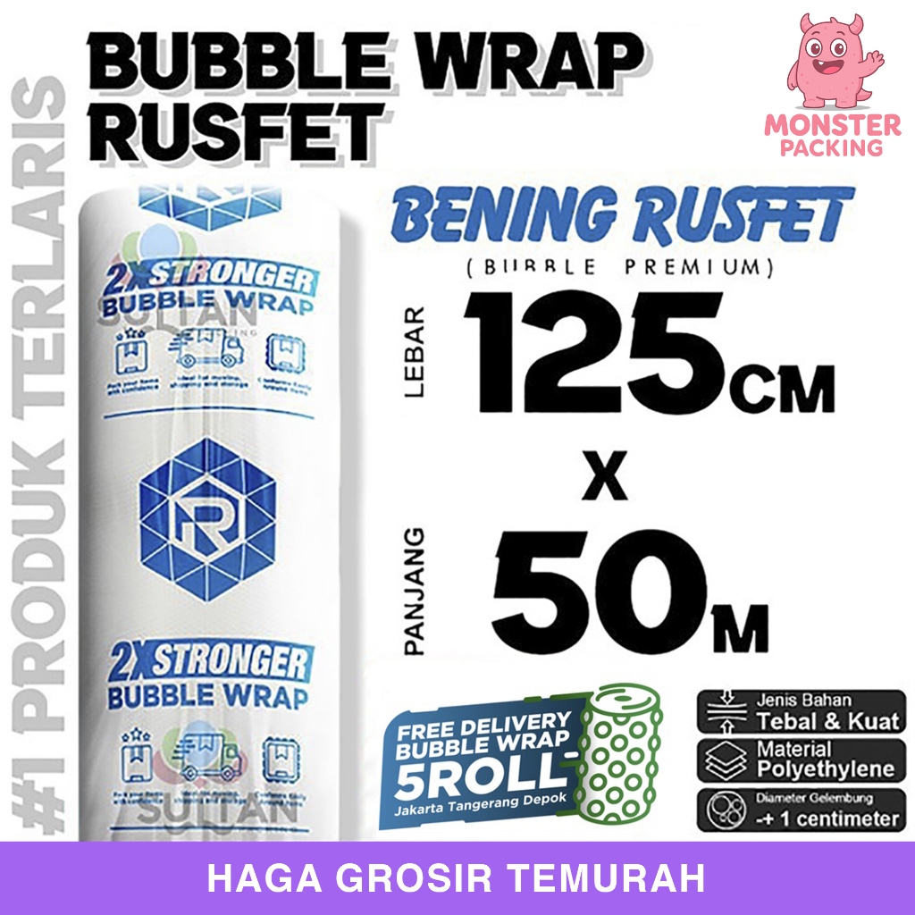 

Bubble Wrap 125cm x 50meter RUSFET BENING Bubblewrap TERMURAH / ROLL