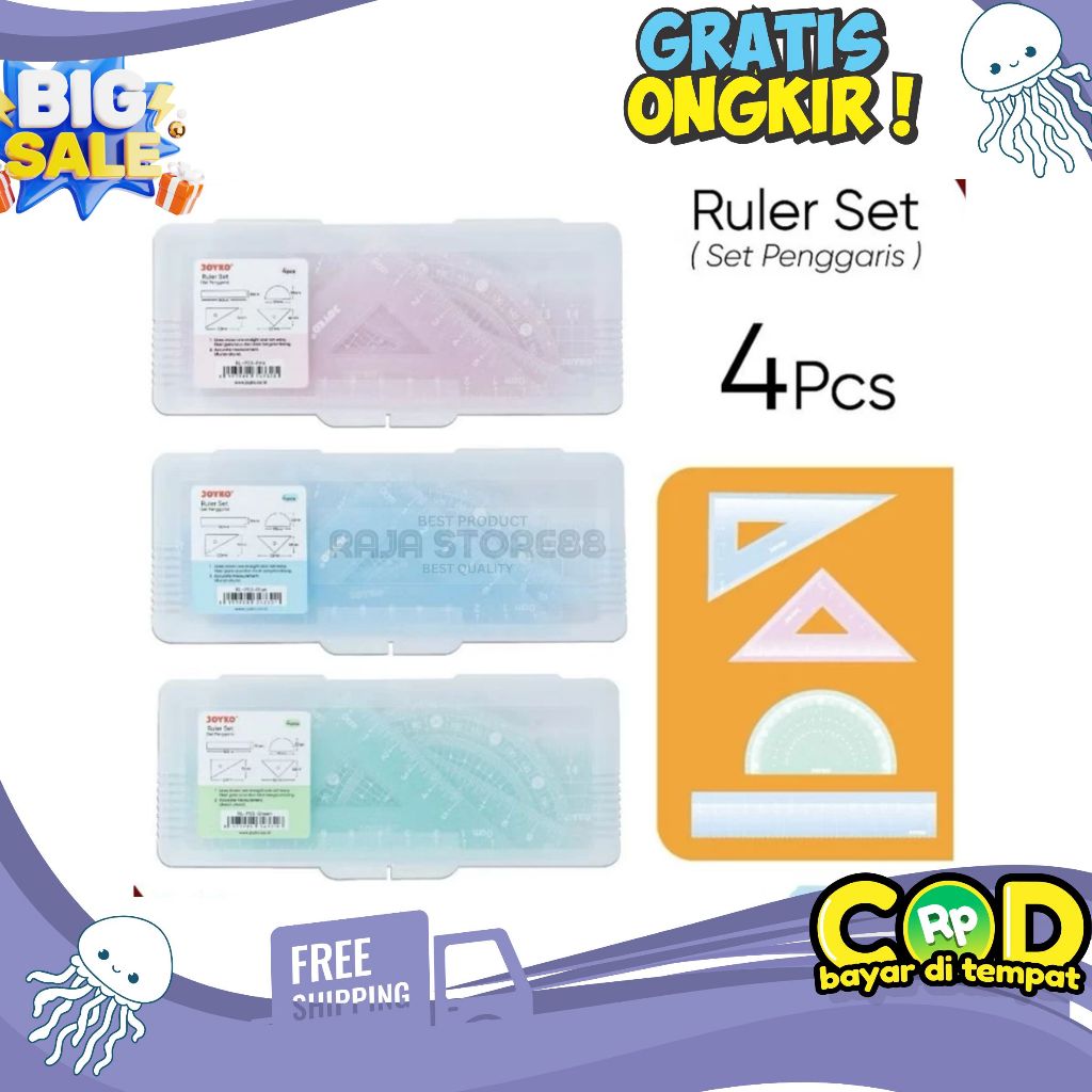 

(1 SET 4 PCS) Ruler Set Penggaris JOYKO RL-PS3 - LENGKAP!!