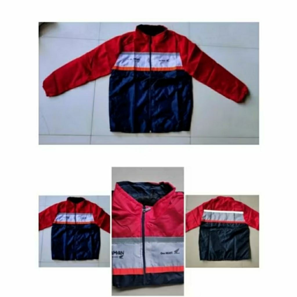 JAKET MOTOR HONDA AHM MERAH SILVER BIRU NAVY ONE HEART CARI AMAN MURAH BERKUALITAS ORIGINAL
