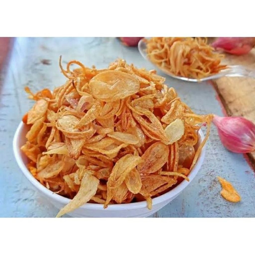 

Bawang goreng kriuk homemade tanpa campuran tepung kemasan thinwall 300ml