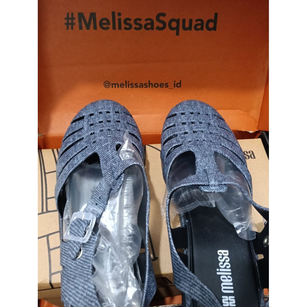 Preloved Sepatu Melissa Possesion original black denim|Sepatu flat|Sepatu wanita|Melissa shoes|Flat 