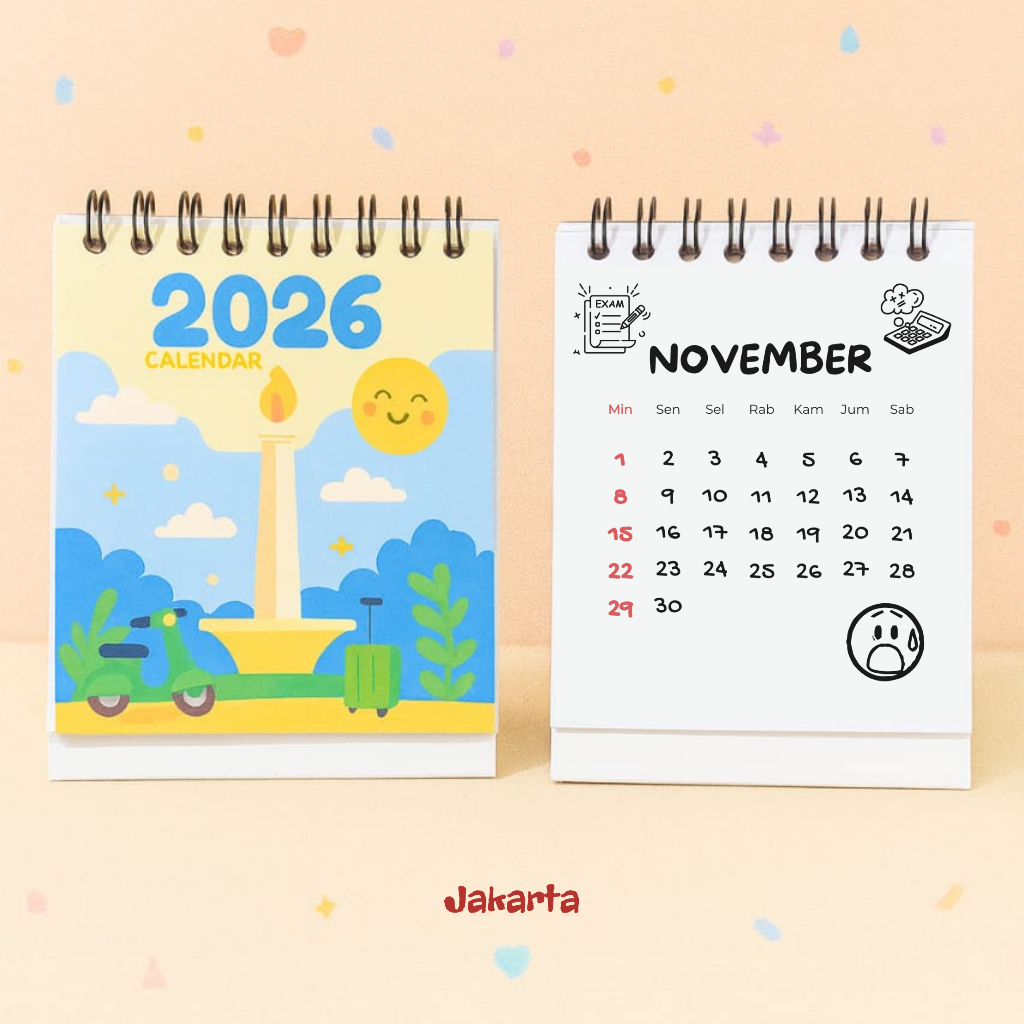 

Kalender Mini 2026 Spiral Cute Aesthetic Souvenir Murah Hadiah Lucu Bisa Custom