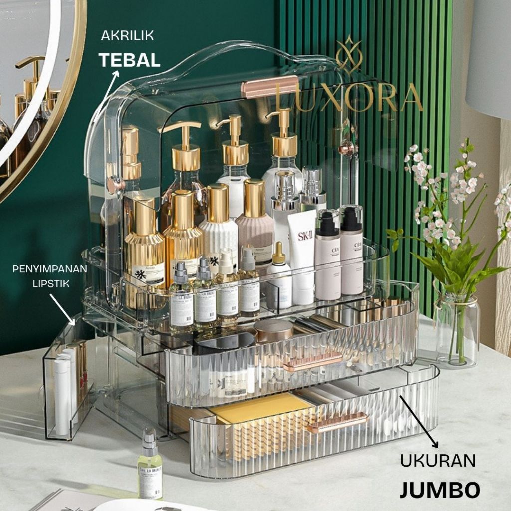 Rak Kosmetik Rak Makeup Akrilik Organizer Skincare Akrilik Tempat Penyimpanan Akrilik BESAR KOKOH Ra
