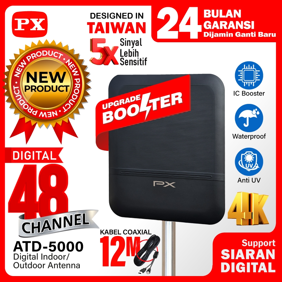 TERLARIS Antena TV Digital Indoor Outdoor Booster Antena TV Digital STB TV Digital Tabung Antena