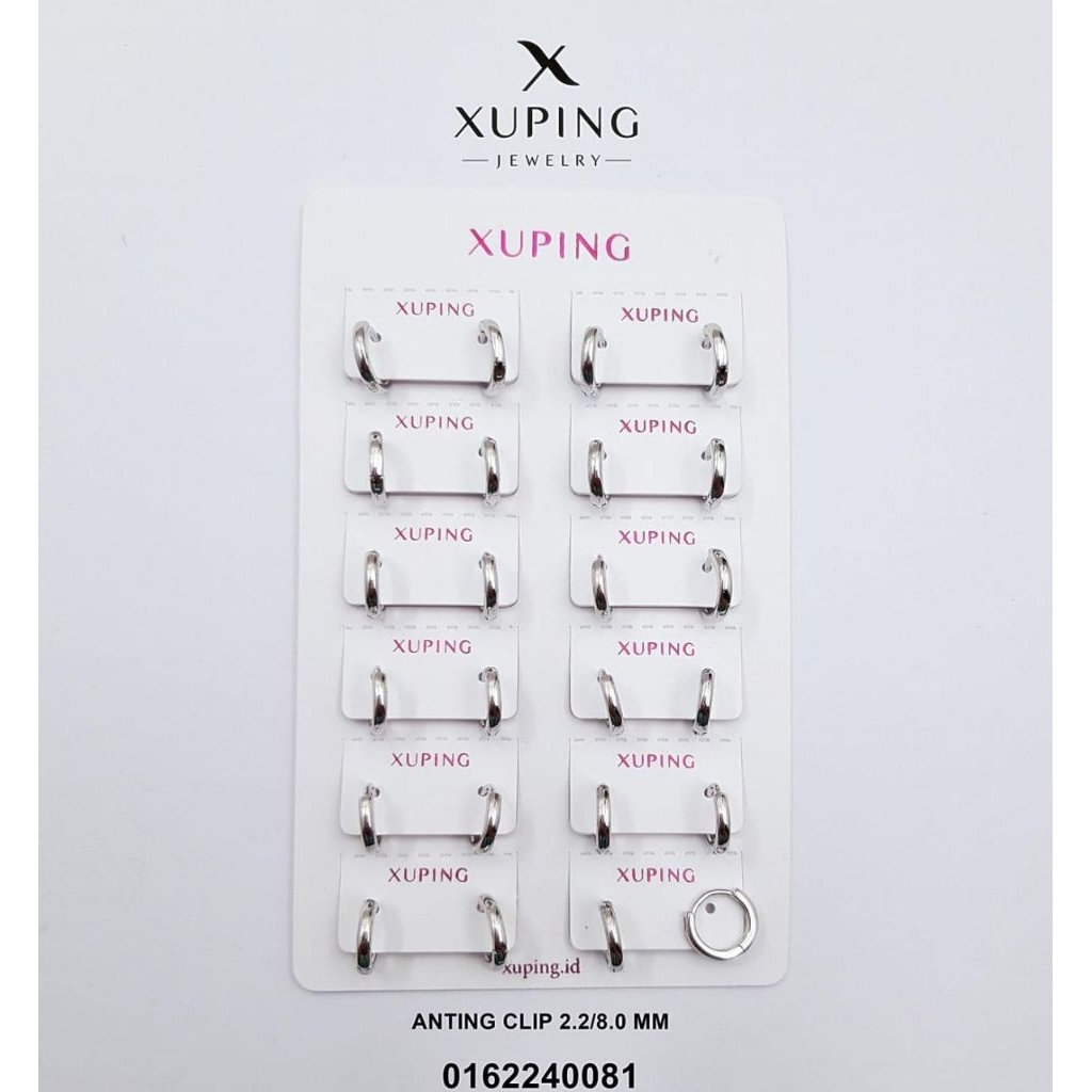 anting wanita emas kuning putih model clip bulat simple 2.2 / 8.0mm