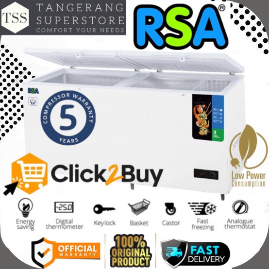 RSA CHEST FREEZER / LEMARI PENDINGIN CF-600 CF600 CF 600 SUPER COOLING FREEZER BOX RSA SUPER LOW WAT