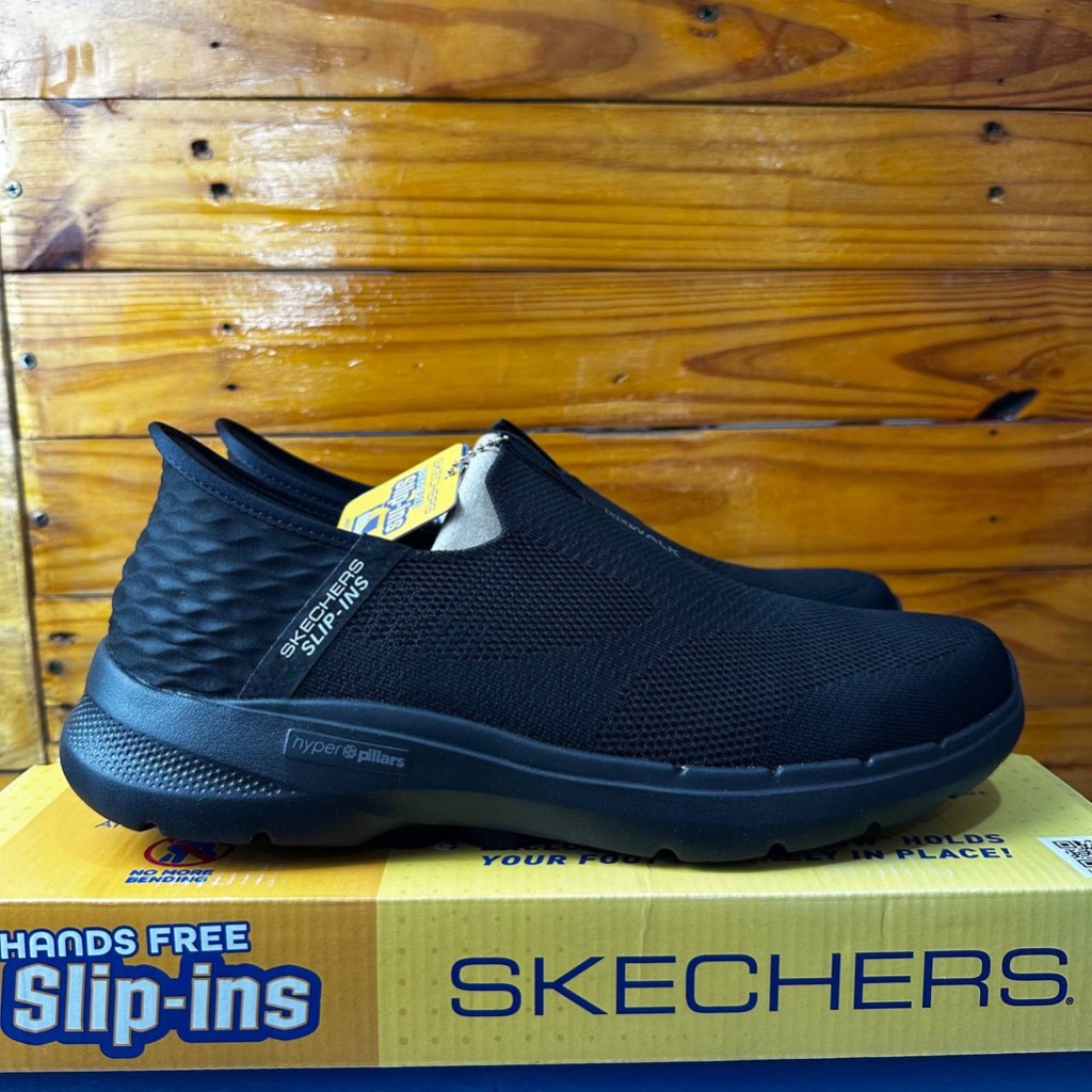 ONLY 45 SEPATU SKECHERS PRIA SKECHERS GO WOLK 6 FASY ON 216278 FULLBLACK & NAVY SLIPON FORMAL BIG SI