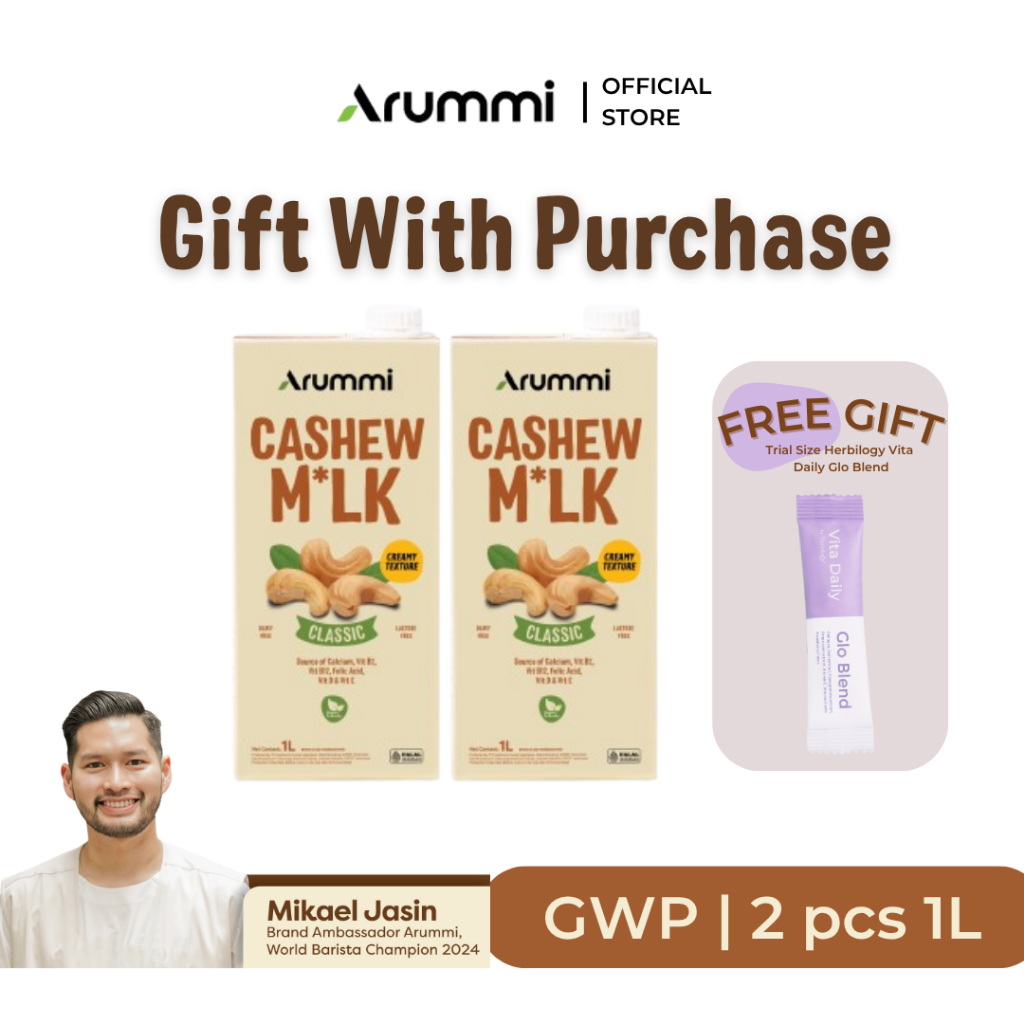 

[Bundle 2 pcs] Arummi Cashew Milk 1 L Classic - Susu Kacang Mede Dairy & Lactose Free