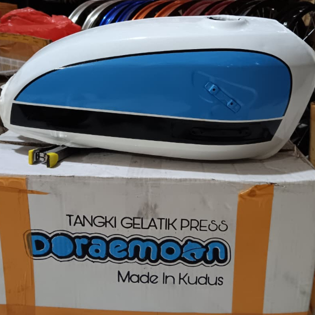Tangki CB100 Tengki Tanki CB 100 Glatik Press Merk Doraemon Biru Kuning