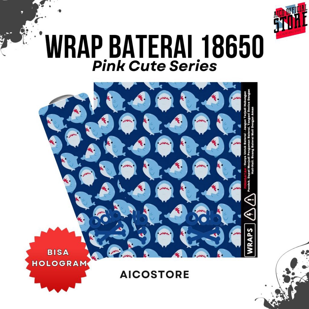 

FAMSTORE - Pelindung Baterai Stiker Skin Wrap Baterai 18650 Motif Cute | Anime Lucu Anti Gores Dan Anti Air