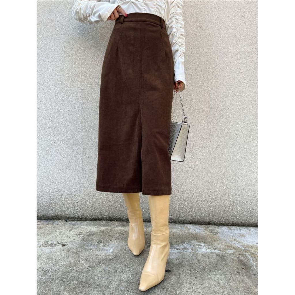 Midi Skirt Corduroy/ Skirt korean style/ Ollune Skirt