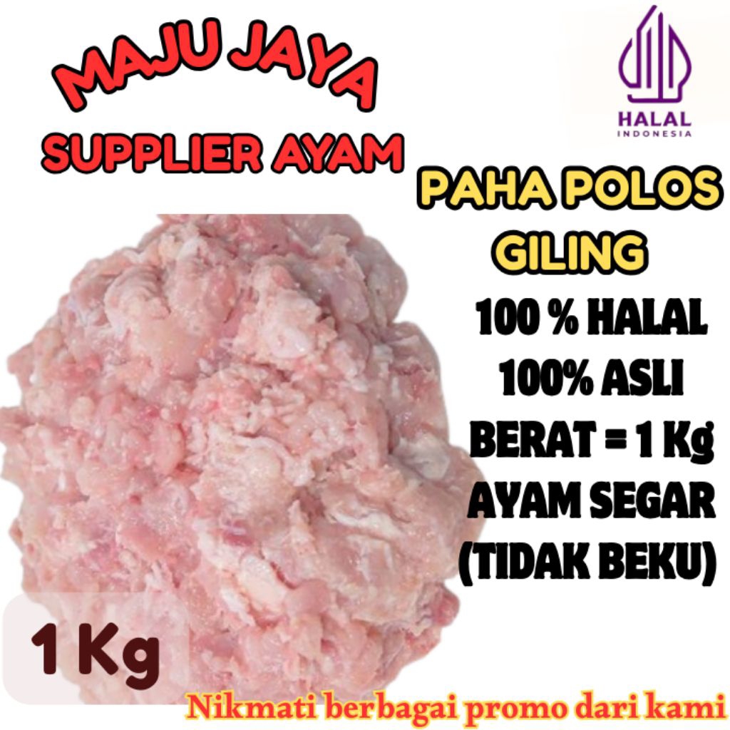 

PAHA FILLET POLOS GILING TANPA KULIT 1 Kg (1000gr) SEGAR / BERSIH / PAHA POLOS / PAHA BONELESS / PAHA FILLET TANPA KULIT TANPA TULANG /FRESH BERSIH / TIDAK BEKU / HALAL / AMAN DIKONSUMSI / AYAM GILING /PAHA GILING