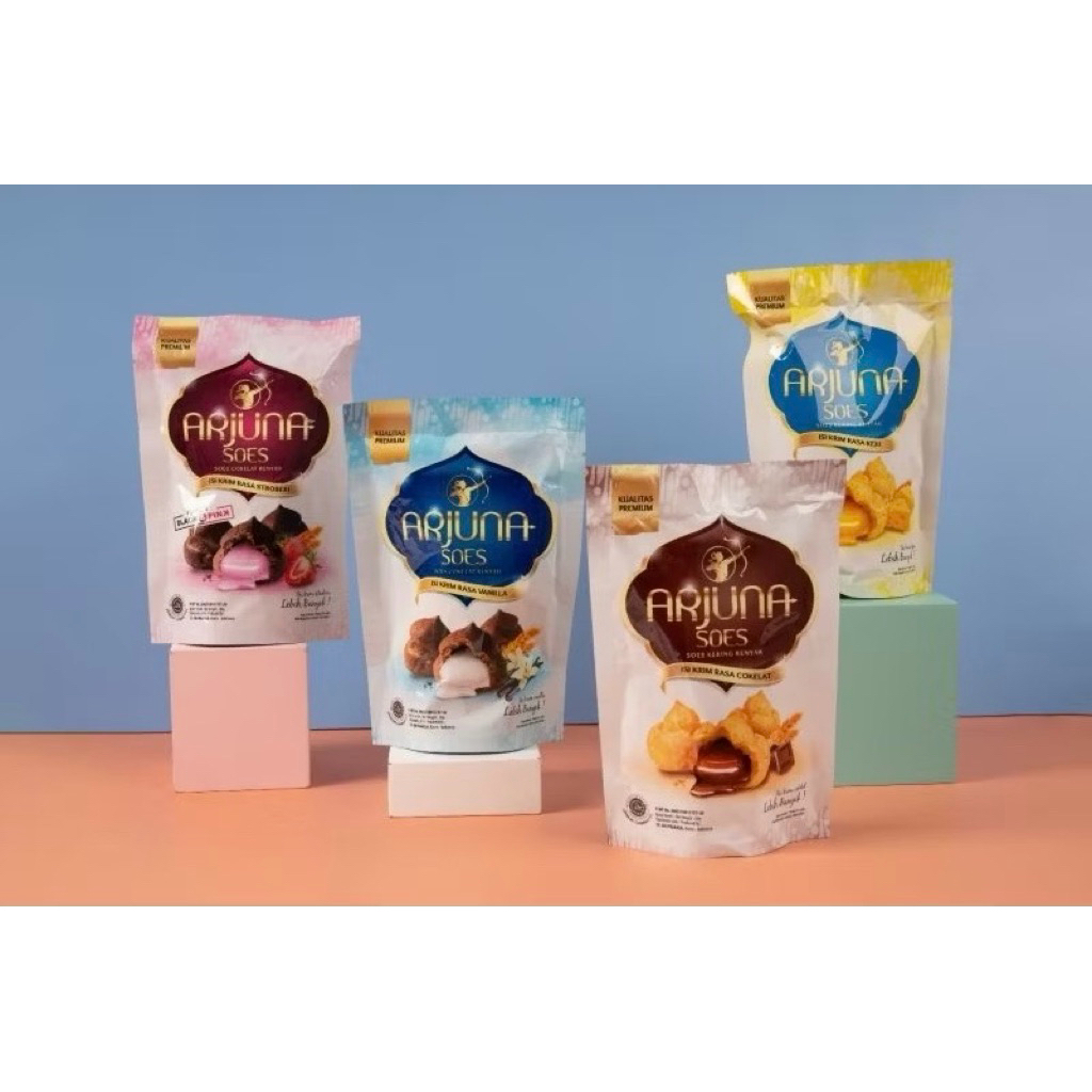 

1Dus isi 30pcs Soes kering Arjuna soes premium kue kering isi krim 4varian rasa @30gram