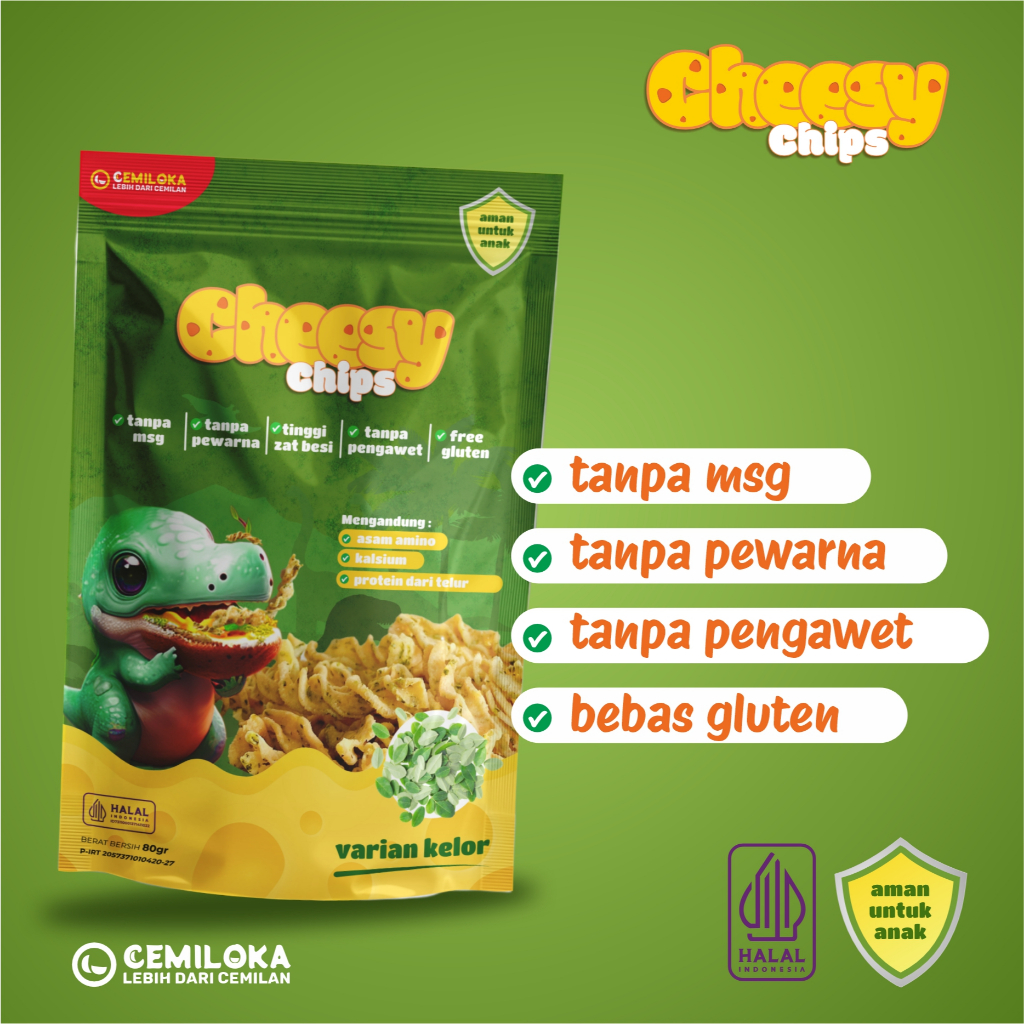 

CHEESY CHIPS DAUN KELOR (80gr)-NON MSG-TANPA PENGAWET-ZIPLOCK