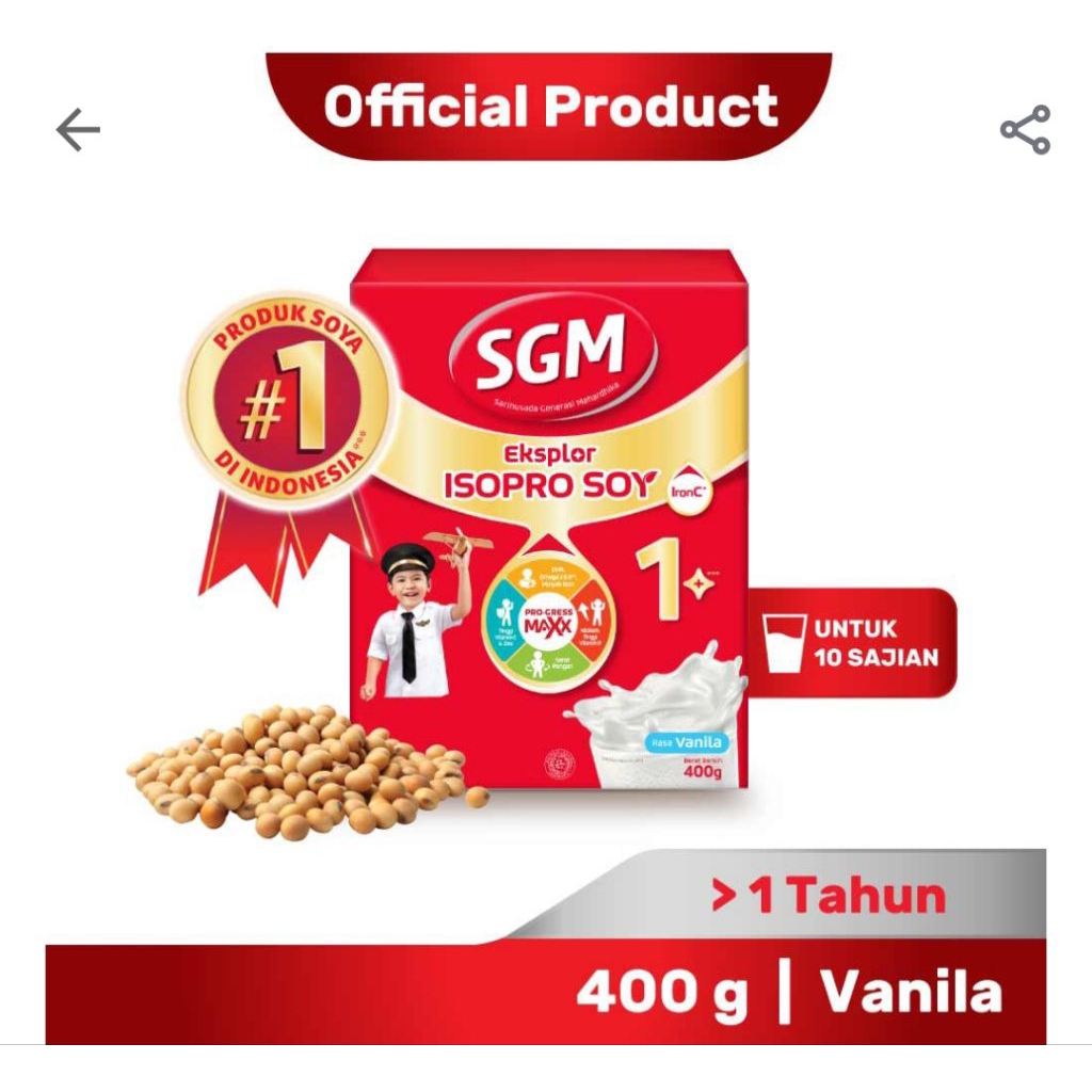 

Sgm Isopro Soy 1+ Susu Pertumbuhan Vanila 400 gr