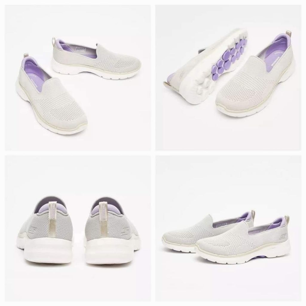 SALEEE 100% Original Skechers Go Walk 6 Ocean Splash Taupe Women's Walking Shoes Kode Produk : SKE12