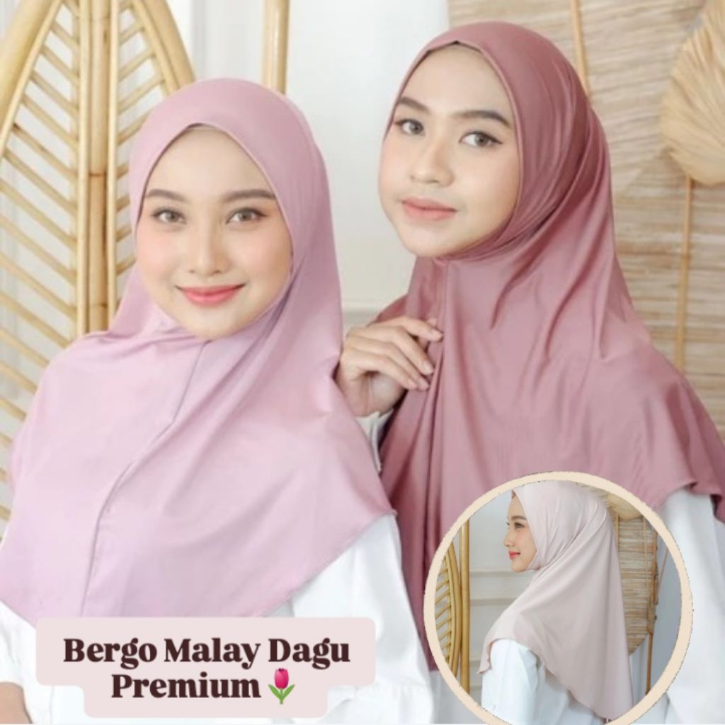 FIRDINITY - Hijab Bergo Malay Dagu Jersey Syari Tanpa Pet | Hijab Daily Instan Jersey Premium Adem &