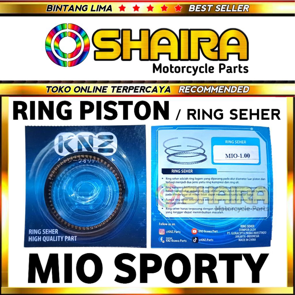 RING SEHER / RING PISTON MIO SPORTY / MIO SUOL KARBU / 5TL / KNZ HIGH QUALITY PART / RING SEHER MIO 