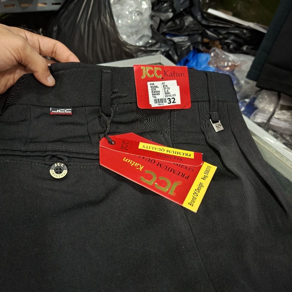 CELANA PANJANG PRIA BAHAN DASAR JCC HITAM FORMAL REGULER FIT STANDAR✔️