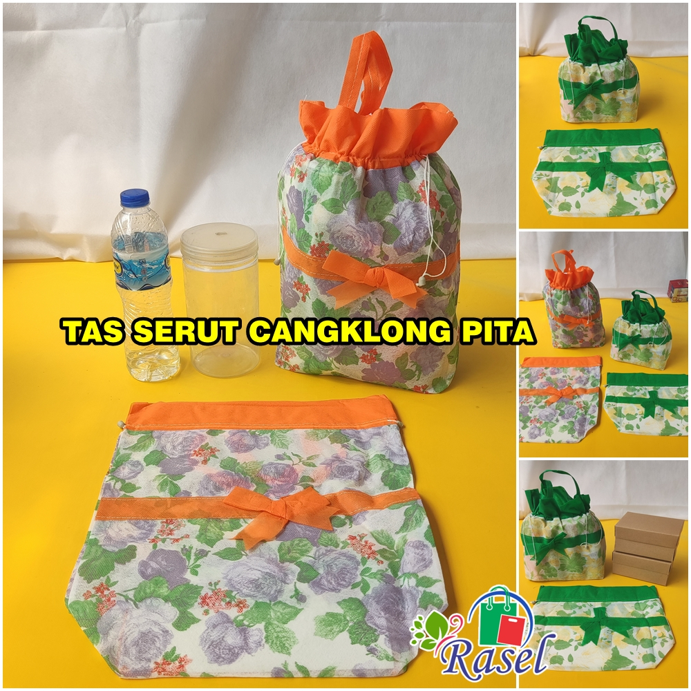 

Tas Cangklong besek mentahan Serut Tas kain Kantong Nasi Kotak Hajatan souvenir event murah