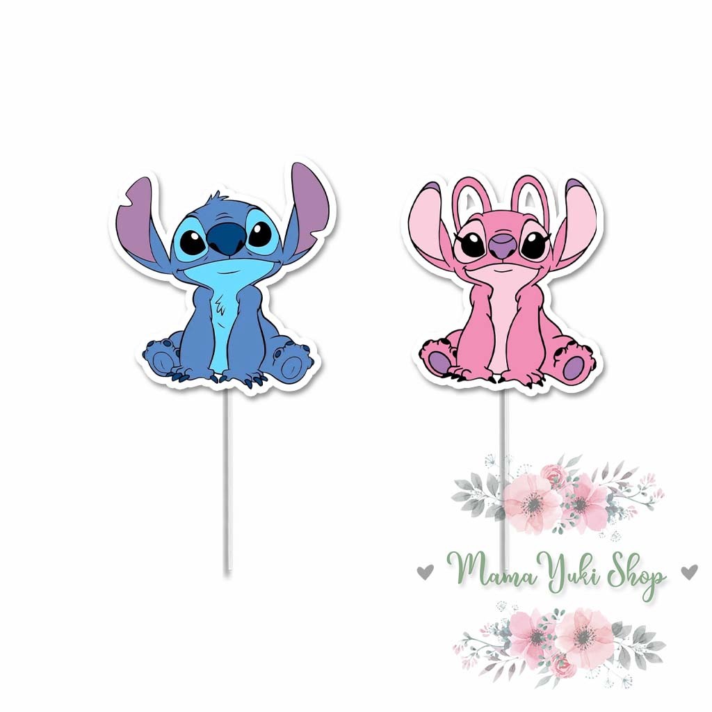 Topper Cake Cupcake Costum NAMA STICH LILO ANGEL CUPCAKE