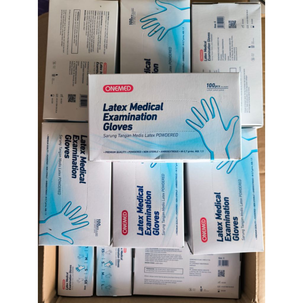 Handscoon Latex Onemed / Handskun Latex Medis / Latex Medical Examination Gloves / Sarung Tangan Med