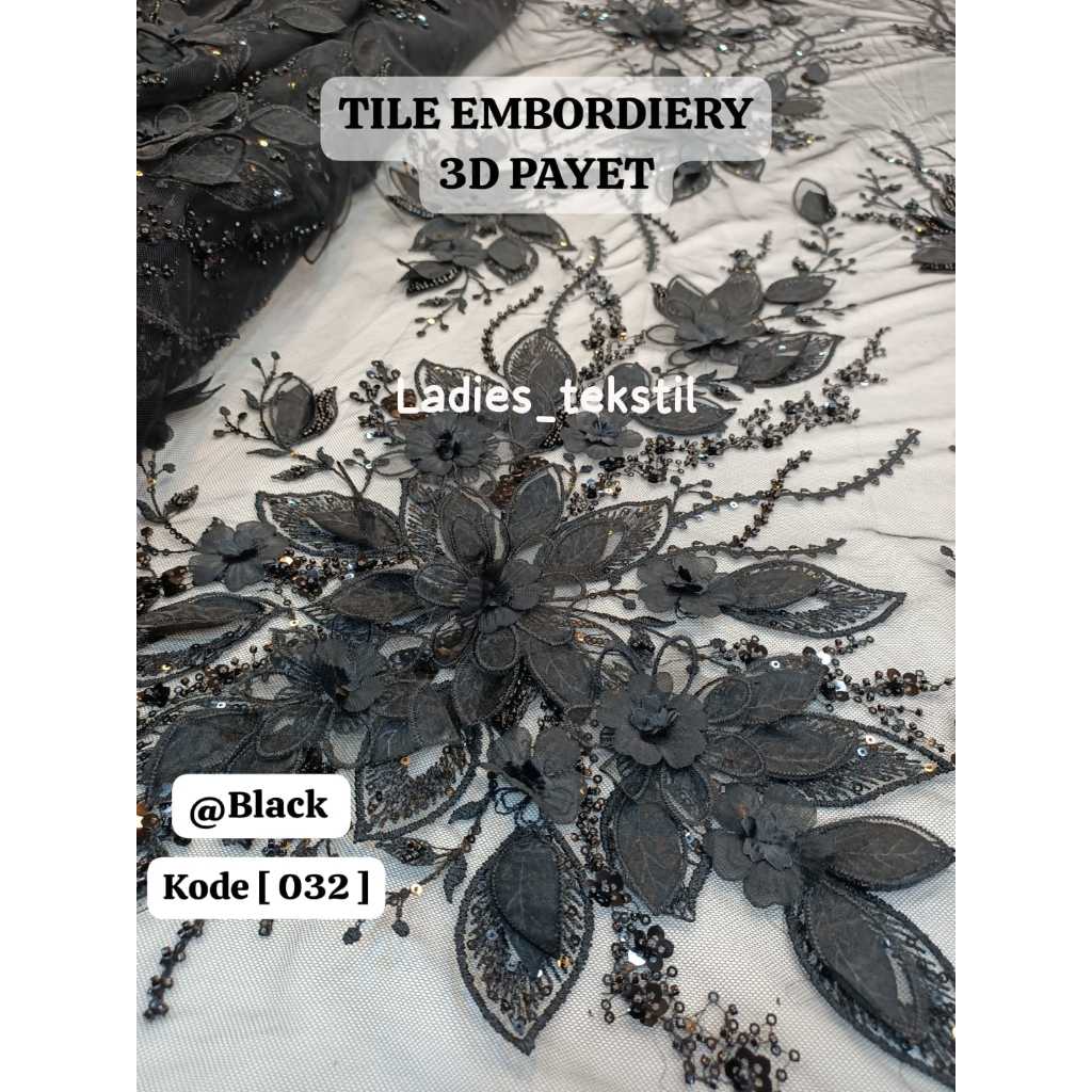{ 031 } Brokat kain kebaya tile 3D payet | tille bordier 3D premium