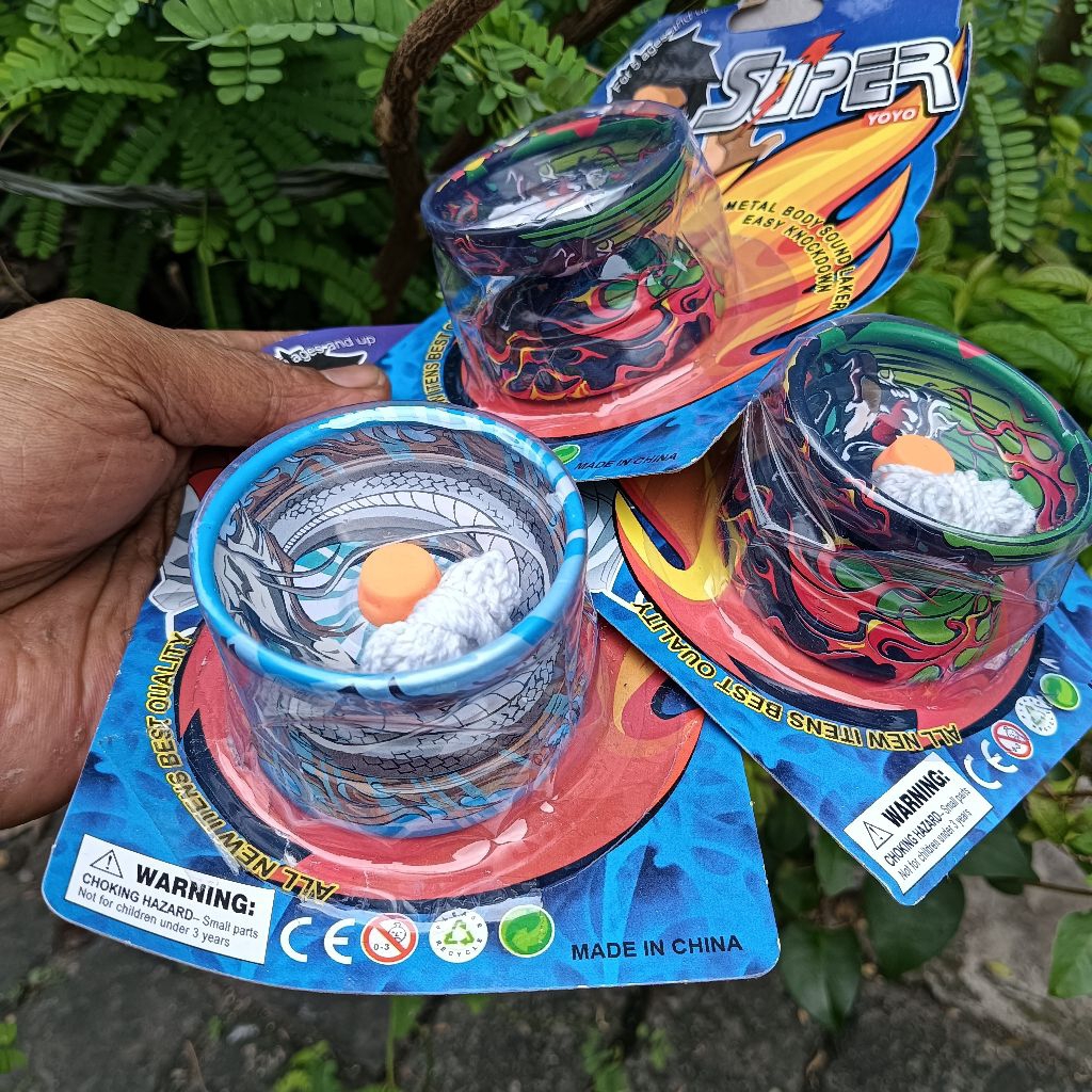 Mainan Super YOYO Metal Sound Leker Motif SuperHero Bering Muter Lama Grosir