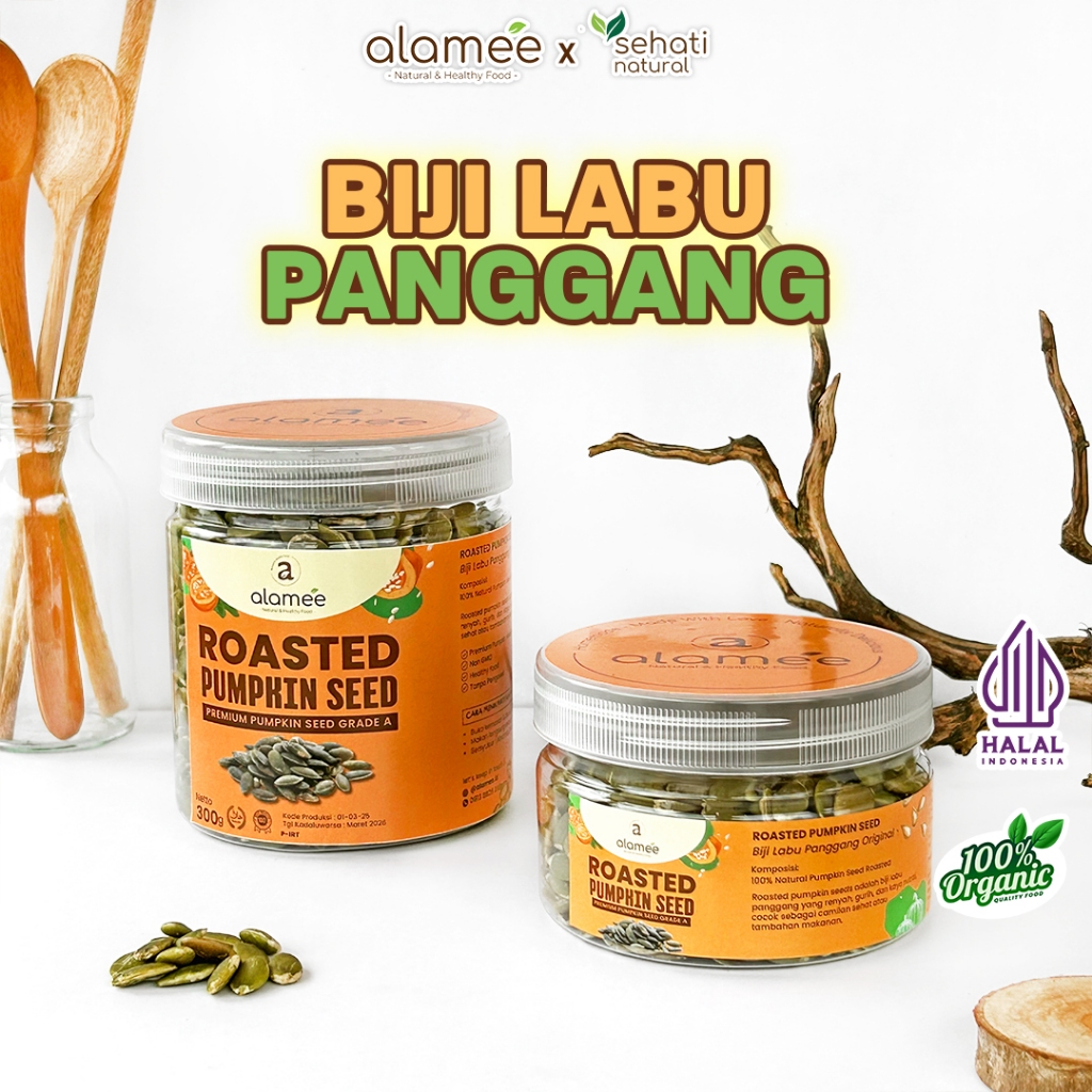 

ALAMEE Roasted Pumpkin Seed Biji Labu Pepita Kupas Panggang Matang Siap Makan Natural 300gr