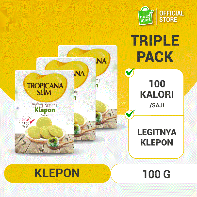 

Triple Pack - Tropicana Slim Klepon Cookies (5 Sachet) - Snack Biskuit Diet Rendah Kalori Bebas Gula