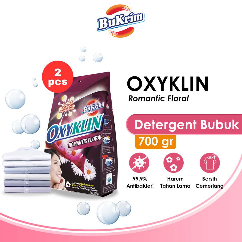[TWINPACK] Sabun Detergent Bubuk BuKrim Oxyklin Romantic Floral 700gr