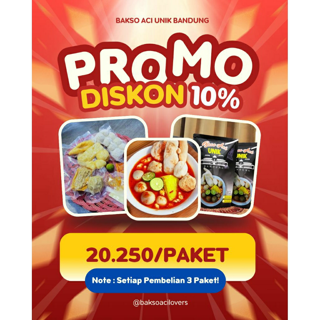 

PROMO DISKON 10% 3 Paket Bakso Aci Unik Bandung