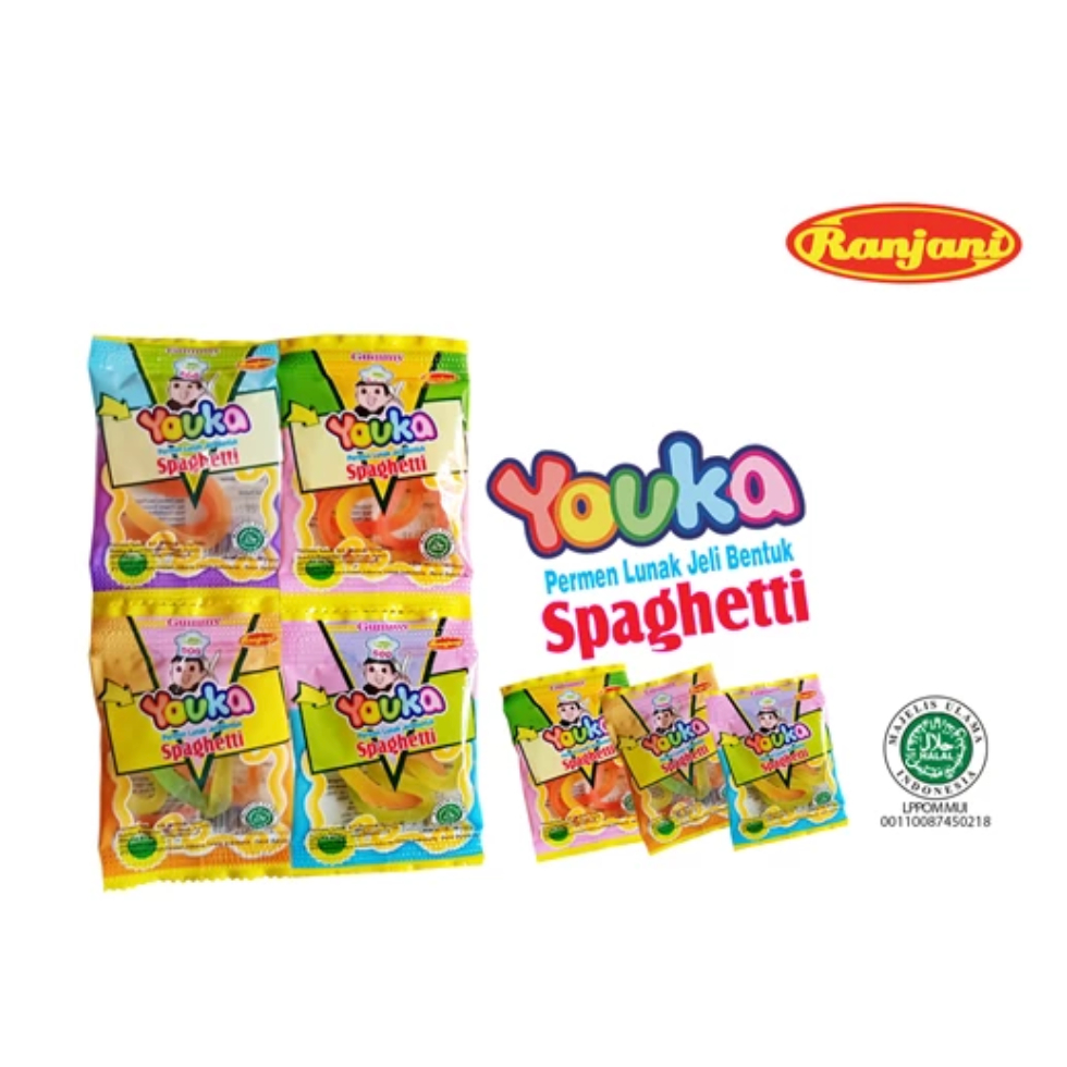 

Youka Spagetti Candy 20 X 5 Gr Rasa Buah HALAL Jajanan Anak SD