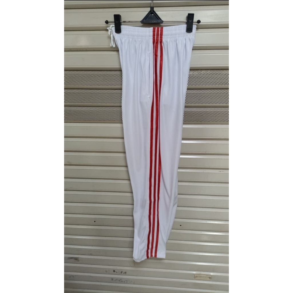 celana training panjang olahraga anak anak unisex putih lis merah