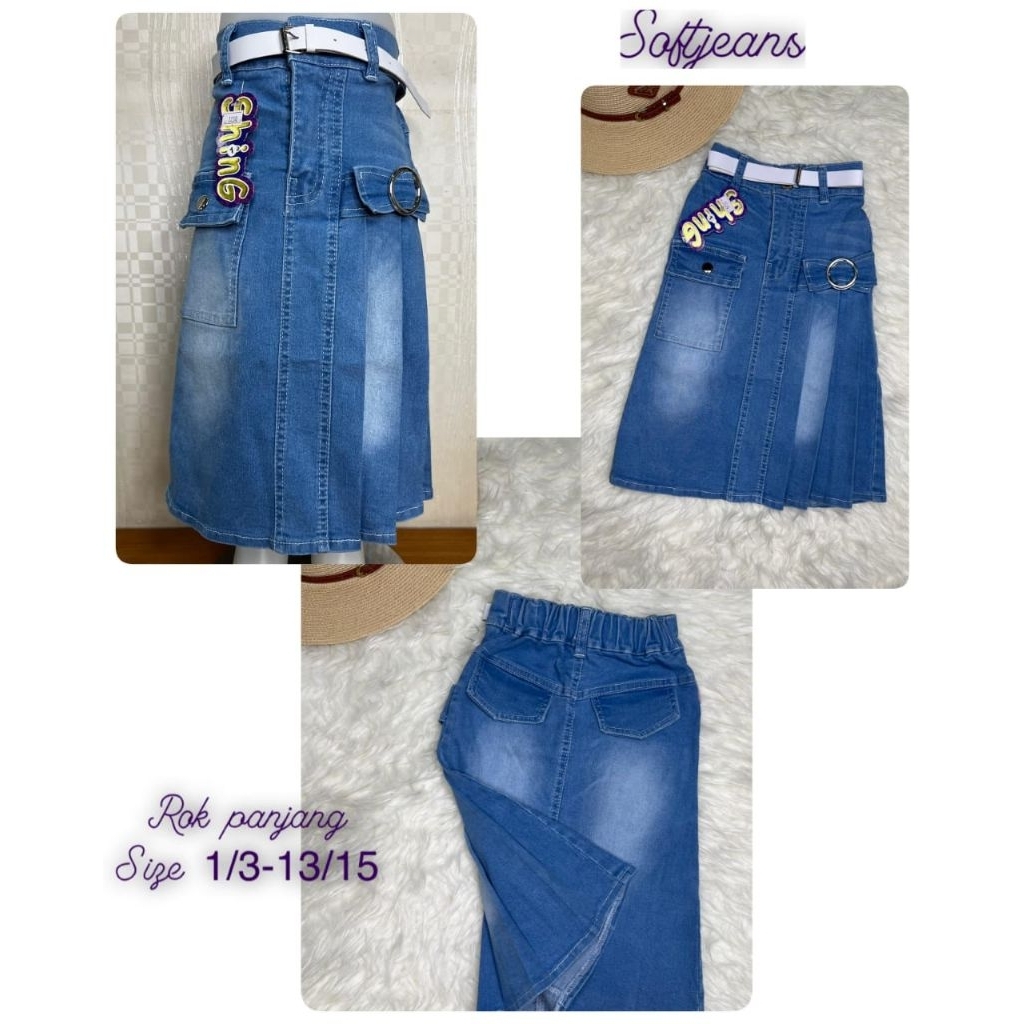 Rok rempel levis panjang anak perempuan umur 2-12 tahun//Rok anak cewek lucu dan kekinian