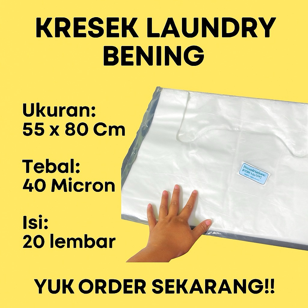 Plastik Laundry Bening Jumbo 55x80 cm Isi 20 Lembar – Kresek Ukuran Besar Tebal  / Kresek laundry is