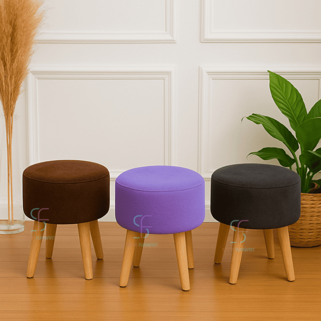 Bangku Bulat Kecil Minimalis – Kursi Stool Sofa Empuk untuk Ruang Tamu