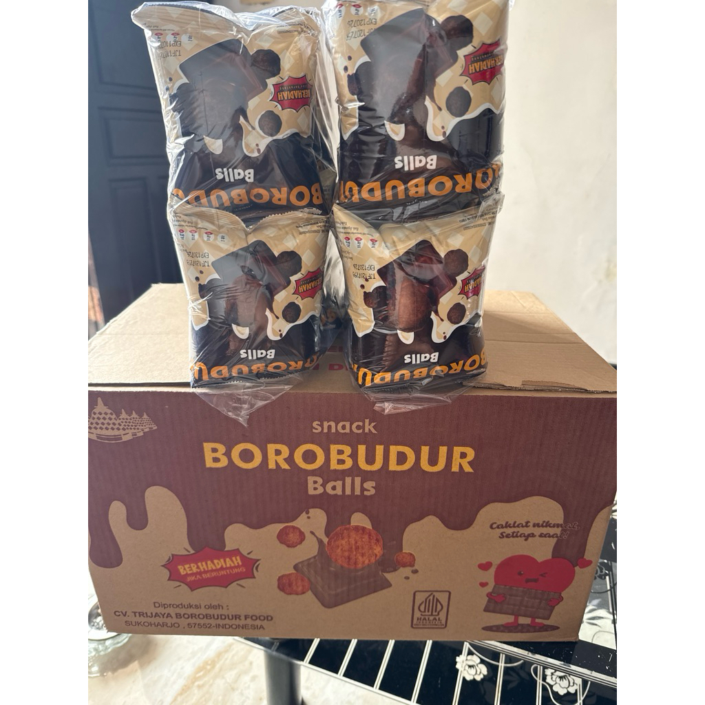 

snack berhadiah borobudur balls rasa cokelat bisa dijual lagi