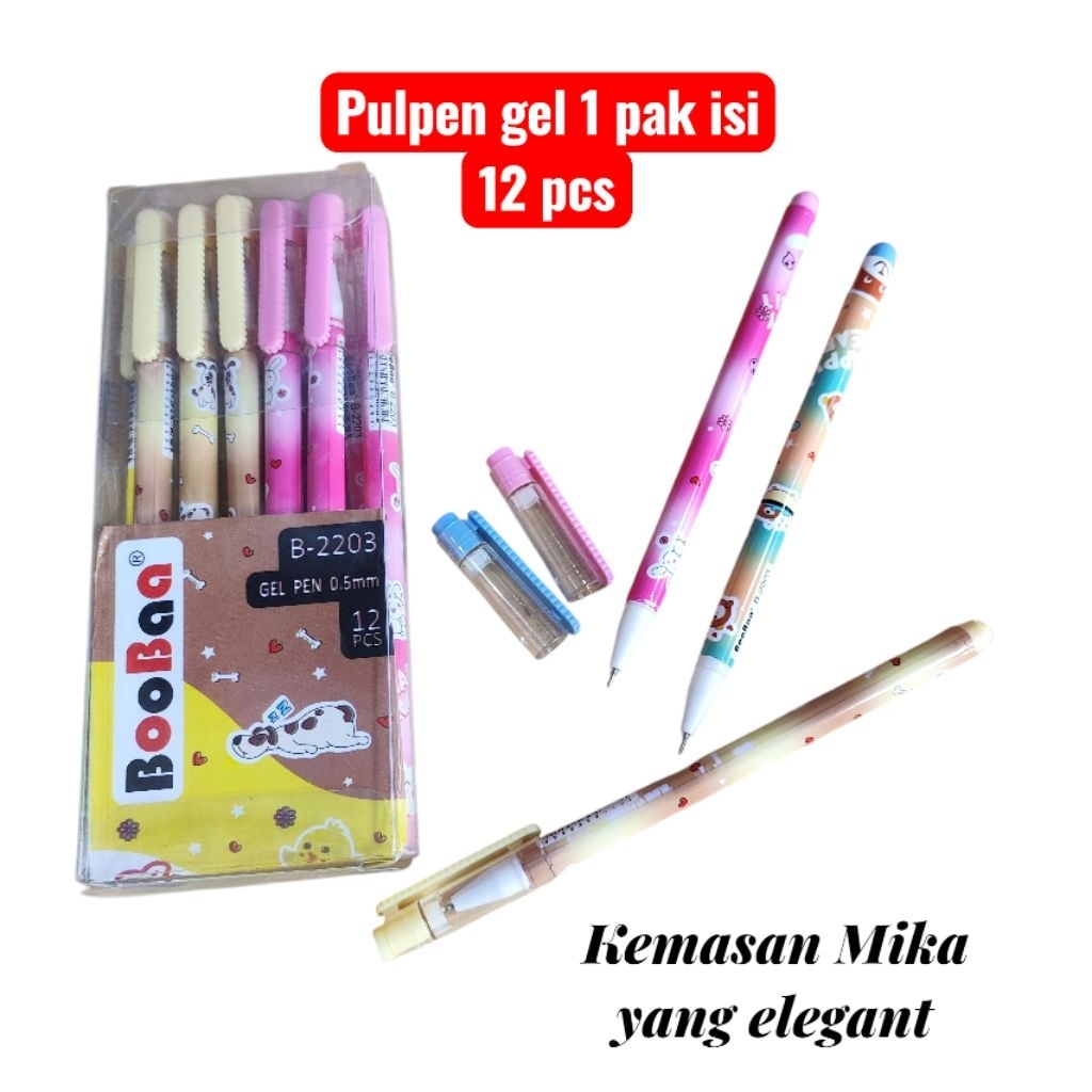 

pulpen gel per pak isi 12 pcs kualitas bagus kemasan mika