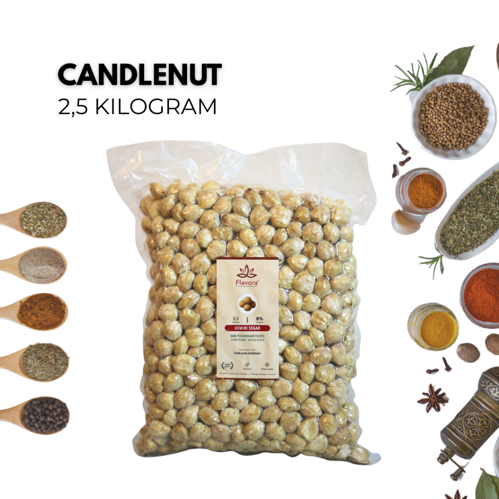 

Flavora Kemiri Flores 2,5 Kilogram - Product Candlenut 2,5 Kilogram