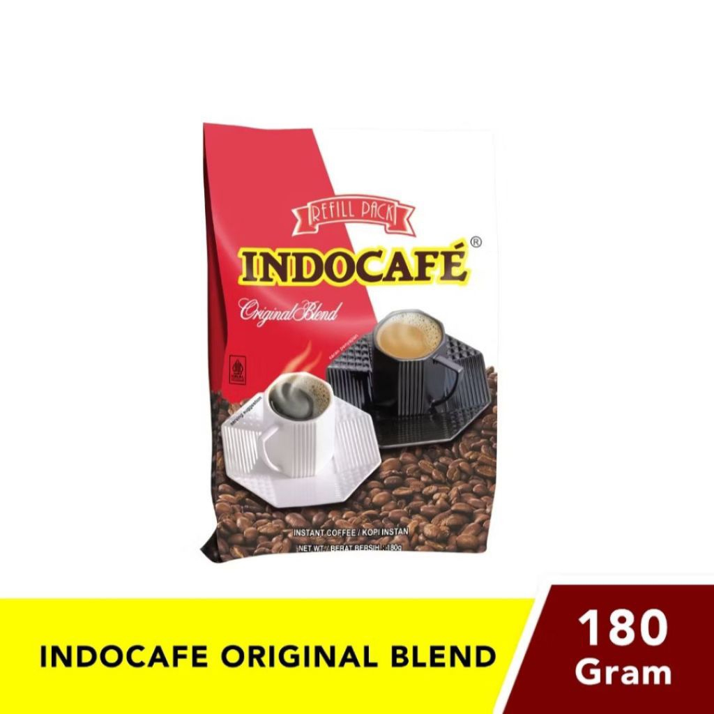 

Indocafe Original Blend Refil Pack Kemasan 180 Gr dan 50 Gr Kopi Instan Tanpa Ampas