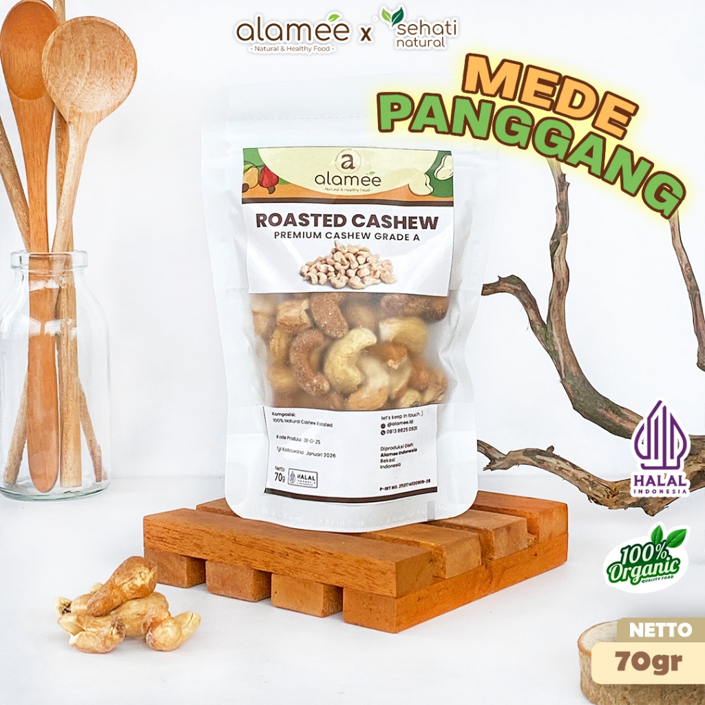

Roasted Cashew Organic Kacang Made Panggang Organik Mete Mente Matang Oven Kualitas Premium 70gr