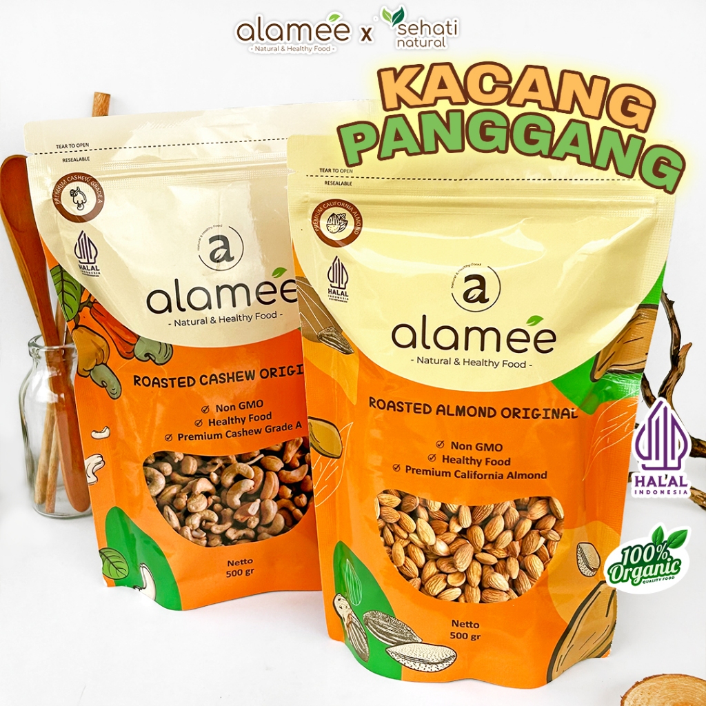 

Kacang Almond Almon Mede Walnut Pistachio Kupas Panggang Premium Roast Roasted Oven Siap Makan