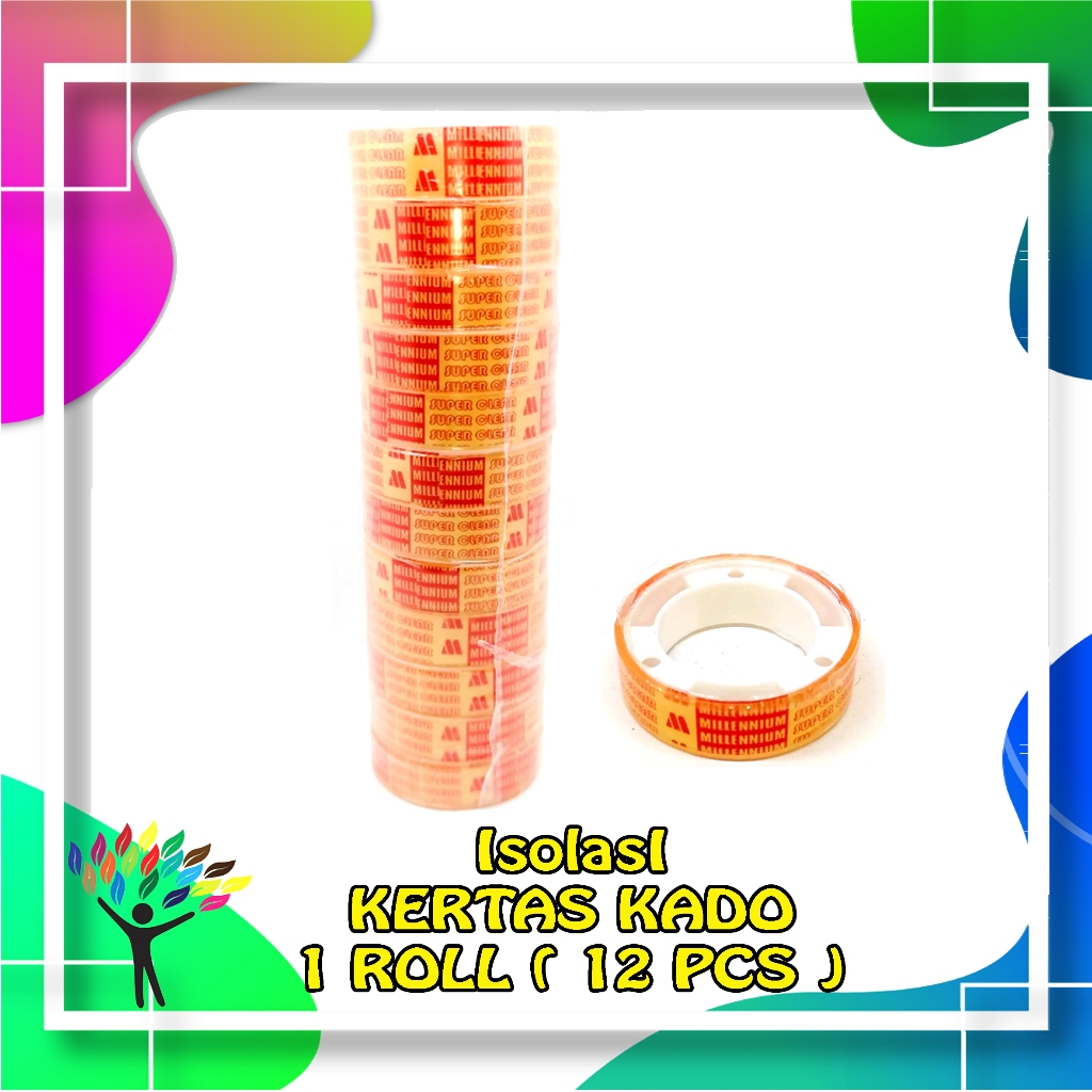 

ISOLASI KECIL / ISOLASI KERTAS KADO/ SOLTIP 1/2" ( 1 ROLL 12 PCS ) ORIGINAL