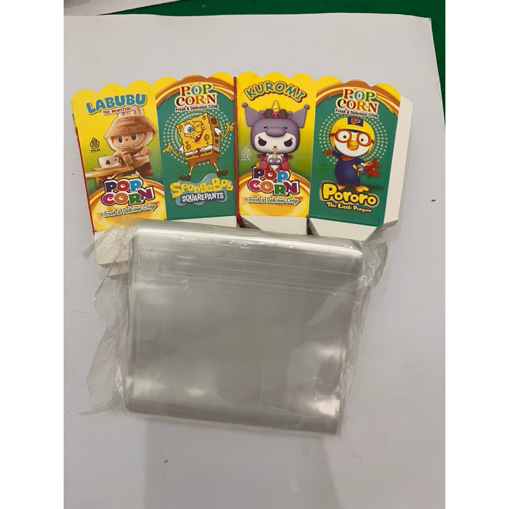 

KERTAS BUNGKUS POPCORN / 5X9/ KEMASAN / SET PLASTIK / POP CORN / POPCORN / isi 100